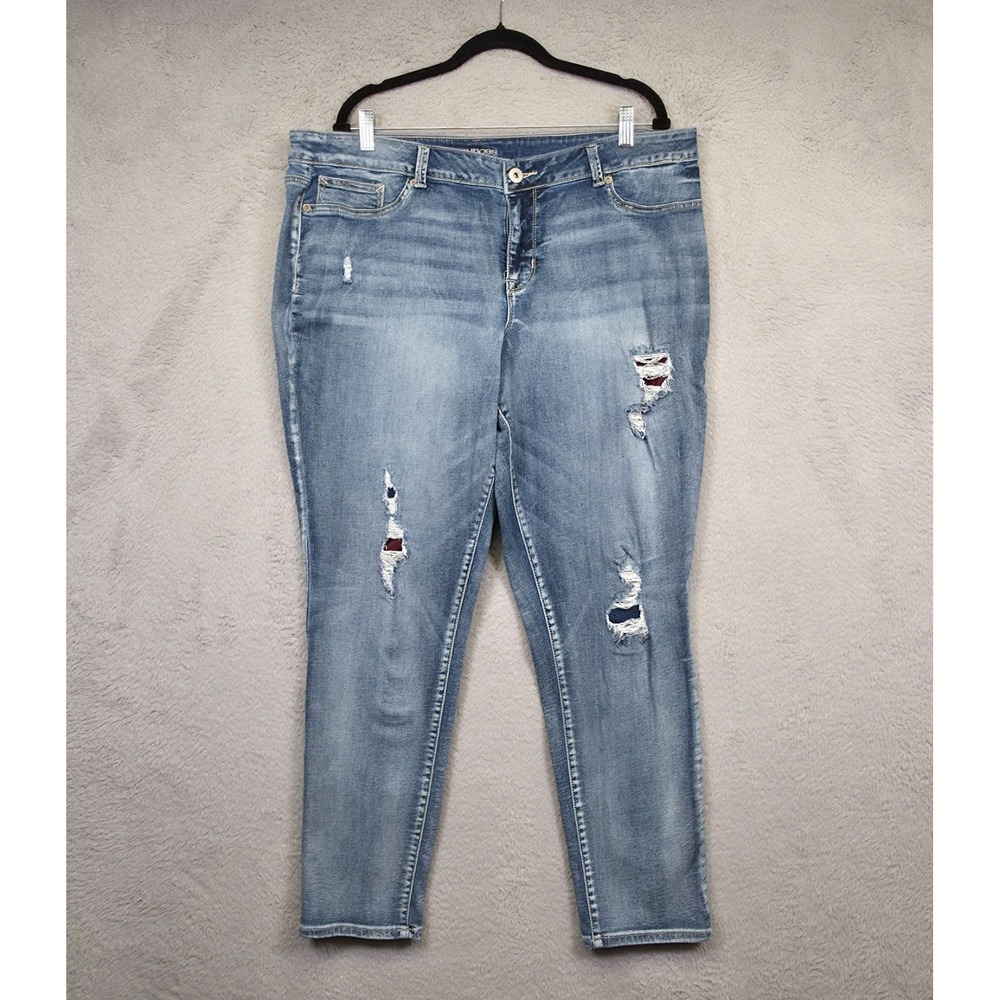 Maurices Jeans Womens XL Blue Skinny High Rise Distressed Slim Fit Stretch Denim